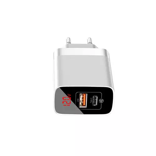 BASEUS CCJMHA-A02 MIRROR LAKE DUAL QC DIGITAL DISPLAY QUICK CHARGER (WHITE)-gallery-2