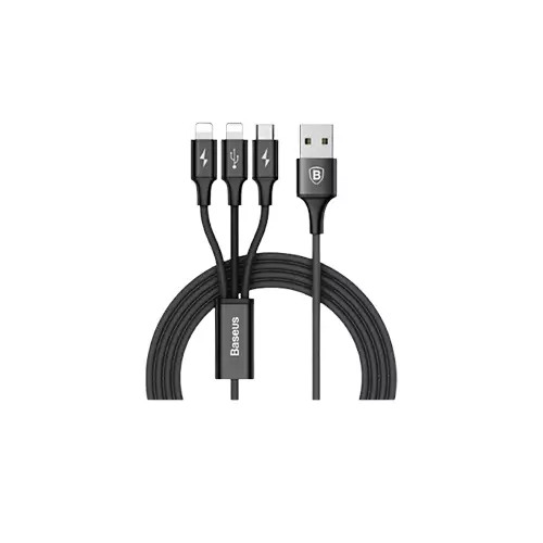 BASEUS CAMLL-SU01 1.2M RAPID SERIES 3-IN-1 MICRO+DUAL LIGHTNING CABLE