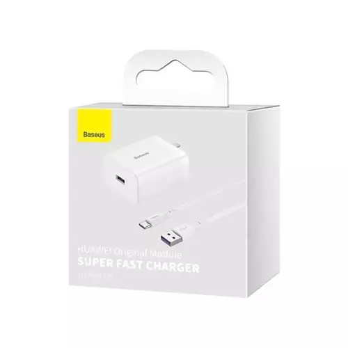 BASEUS CCHW000002 SUPER FAST CHARGER (HUAWEI MODULE) 1U 40W CN WITH BASEUS SIMPLE WISDOM 5A DATA CABLE USB TO TYPE-C 1.0M-gallery-1