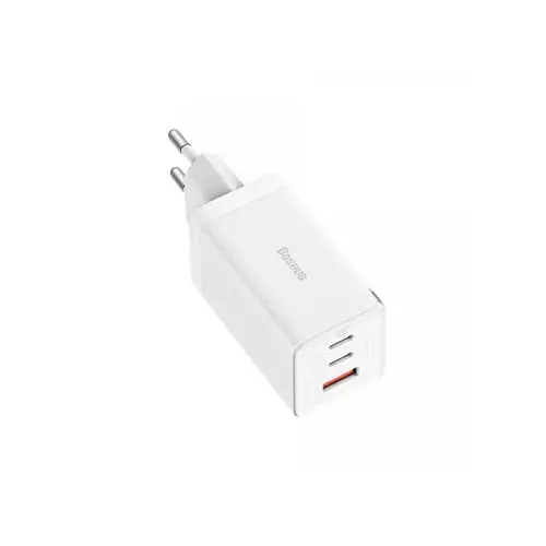 BASEUS CCGP120202 GAN5 PRO FAST CHARGER 2C+U 65W EU WHITE TYPE-C TO TYPE-C 100W 1M-gallery-1