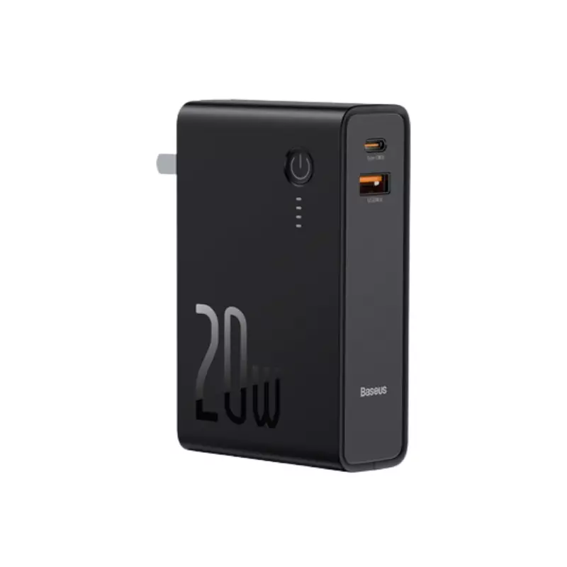 BASEUS 10000MAH POWER STATION 2 PD 20W POWER BANK & ADAPTER - BLACK