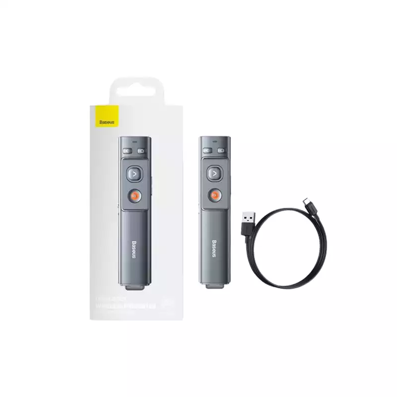 BASEUS WKCD000013 ORANGE DOT RED LASER CHARGING GREY WIRELESS PRESENTER