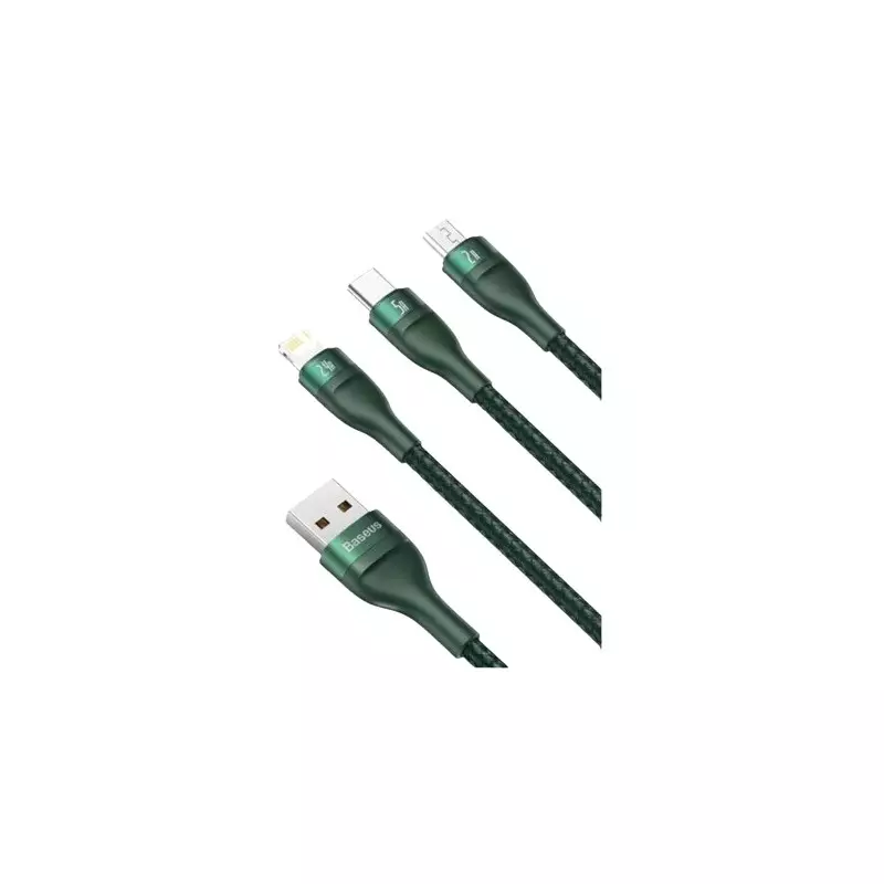 Baseus USB Male to Micro USB Type-C Male 1.2M Lightning Charging Data Cable (Green)-gallery-1