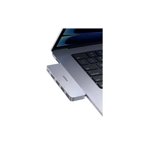 Baseus UltraJoy Series Dual Type-C Male to HDMI Tri USB 3.0 & Type-C Female Grey Hub Converter-gallery-2