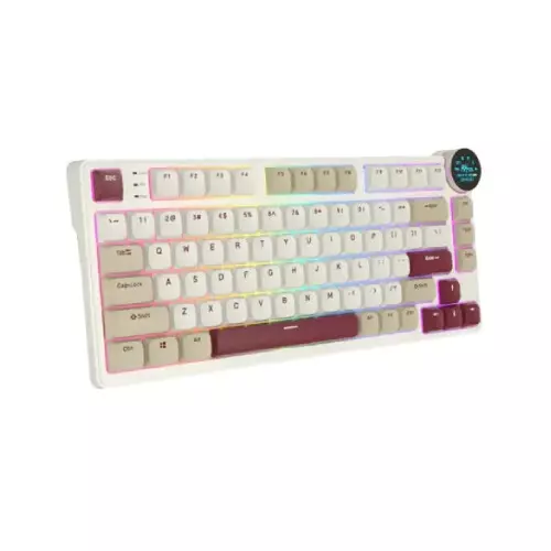 Royal Kludge N80 Low-Profile Tri-Mode RGB Brown switches Mechanical Keyboard (Rosy Clouds)-gallery-5