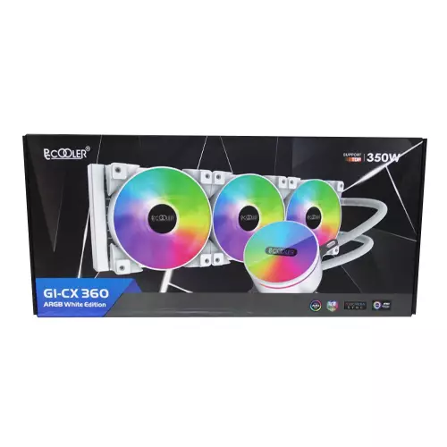 PCcooler GI-CX360 ARGB 360mm AIO CPU Liquid Cooler (white)