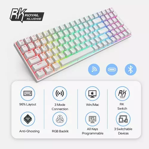 RK ROYAL KLUDGE RK100 Wireless Tri-Mode Mechanical Keyboard (Brown Switch)-gallery-1