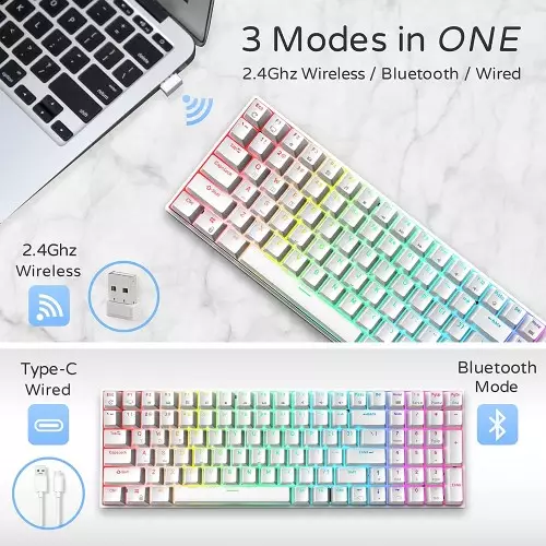 RK ROYAL KLUDGE RK100 Wireless Tri-Mode Mechanical Keyboard (Brown Switch)-gallery-2
