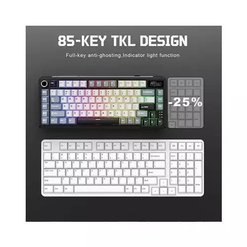 ROYAL KLUDGE RK L75 Hot Swappable Tri Mode Mechanical Gaming Keyboard (Knight Black)-gallery-2