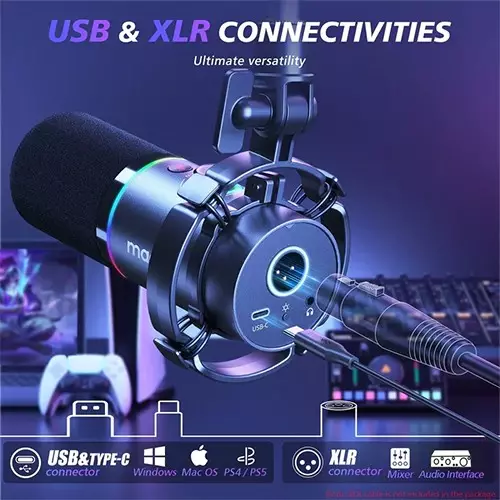 MAONO PD200XS USB/XLR Dynamic Microphone Set with Boom Arm-gallery-2