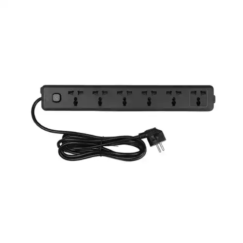 Deli CT705 2 Pin 6 Port 3 Meter Power Strip White