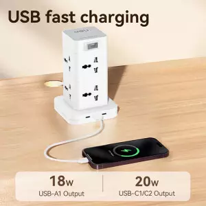 Deli ET763 8 Port 3 Meter Standing Power Strip-gallery-1