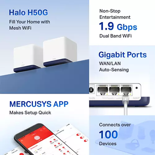 Mercusys Halo H50G AC1900 Dual Band 2 Pack Gigabit Mesh Router-gallery-2