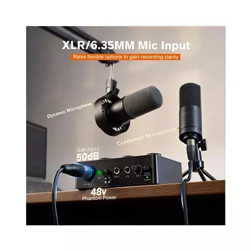 FIFINE SC1 48V Phantom Power & 50dB Gain USB Audio Interface-gallery-2