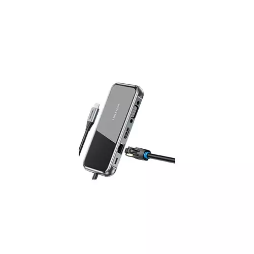 Vention TFKHB Type-C Male to Tri USB 3.0, HDMI, VGA, LAN Multiport Converter-gallery-1