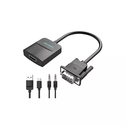 Vention ACNBB VGA Male to HDMI, 3.5mm Audio & Micro USB Female Converter (Black)-gallery-2