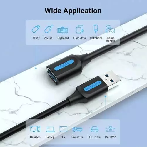 Vention CBHBJ USB 3.0 A Male to A Female Extension Cable 5M Black PVC Type-gallery-2