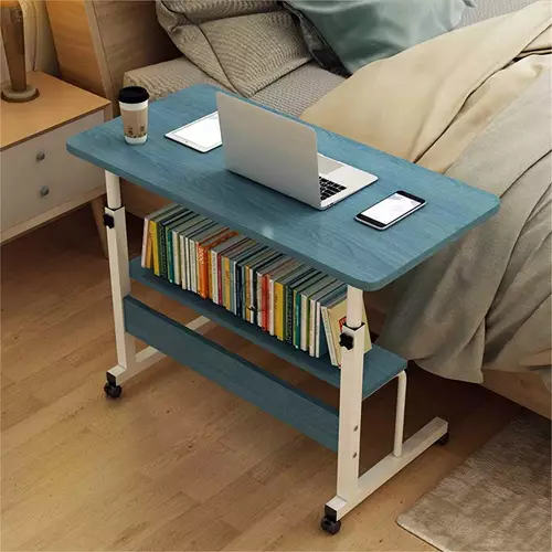 Wood Portable Premium Space-Saving Home Office Laptop Table (Blue)-gallery-1