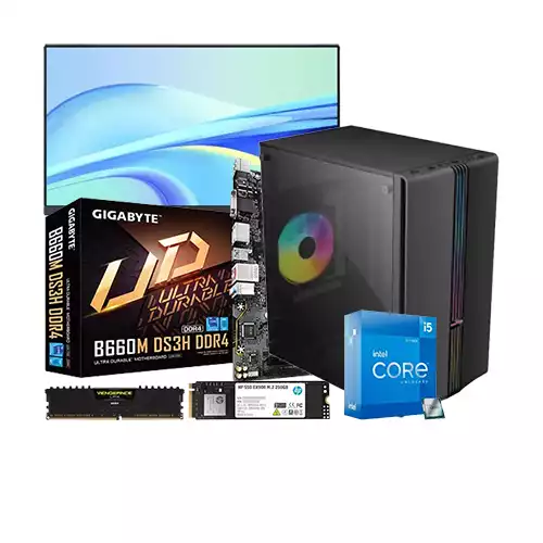 Intel Core I5-12400 Gigabyte B660M DS3H 8GB RAM 250GB SSD 21.45 INCH MONITOR BUDGET PC