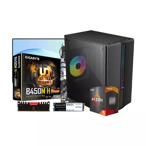 AMD RYZEN 5 4600G GIGABYTE B450M H 8GB RAM 256GB SSD 21.45 INCH MONITOR BUDGET PC