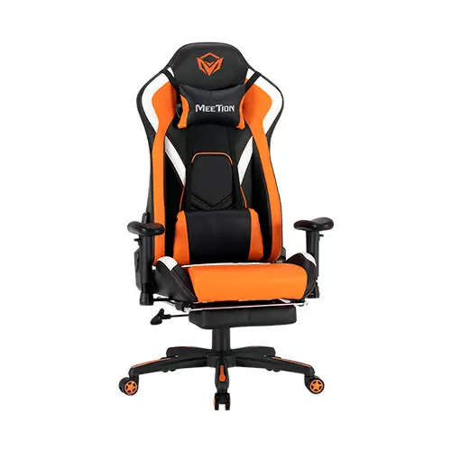MEETION MT-CHR22 LEATHER RECLINING E-SPORT FOOTREST GAMING CHAIR (Orange)-gallery-1