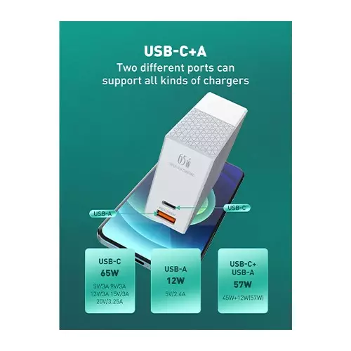 LDNIO A2620C 65W PD+QC3.0 Fast Charging Adapter with Universal Plug-gallery-2