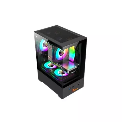 PC Power River View M-ATX Gaming Case (Black)-gallery-1