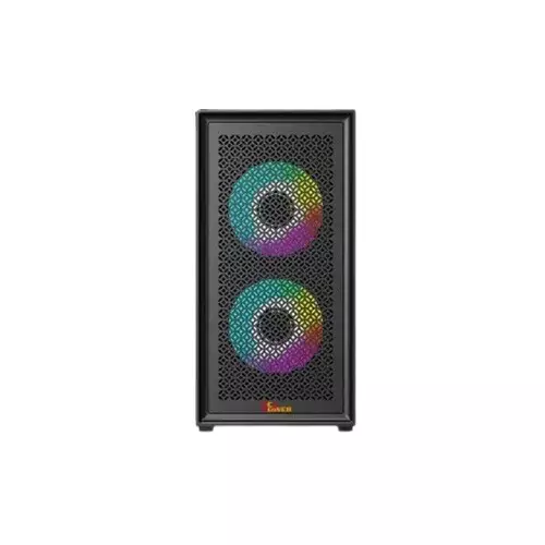 Pc Power Dark Flow Mesh X2 Mid Tower M-ATX Gaming Case With 230W PSU (Black)-gallery-2