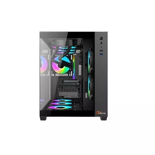 Pc Power PGH600 ICELAND ATX Gaming Black Case with (9 X ARGB Fan)-gallery-1