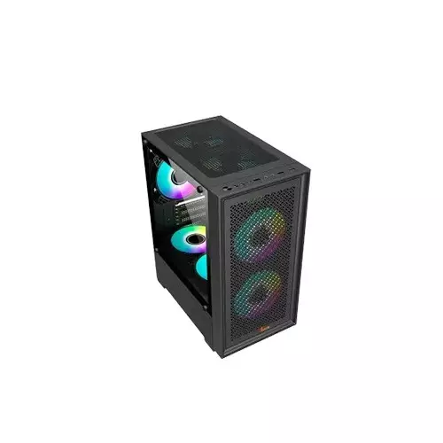 Pc Power Dark Flow Mesh X2 Mid Tower M-ATX Gaming Case (Black)-gallery-1