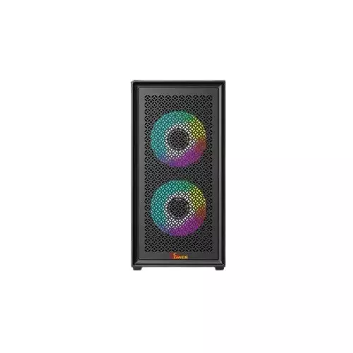 Pc Power Dark Flow Mesh X2 Mid Tower M-ATX Gaming Case (Black)-gallery-2