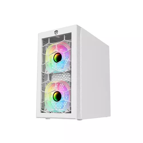 PC Power Spider Web Crystal Mini BK 3 FANS Gaming Case With 230W PSU (White)-gallery-2