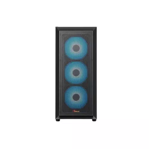 PC Power Crystal Mesh V3 Mid-Tower Desktop Gaming Case (Black)-gallery-2