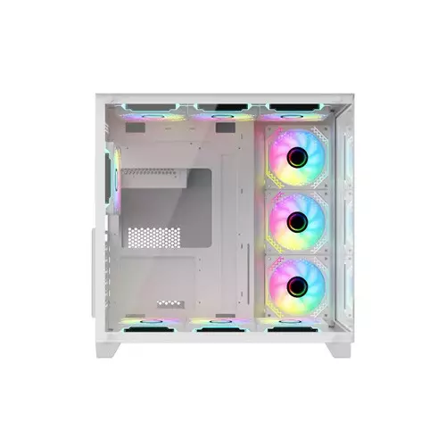 PC Power ICEBERG V3 10 Fans Mid Tower Gaming Casing (White)-gallery-1