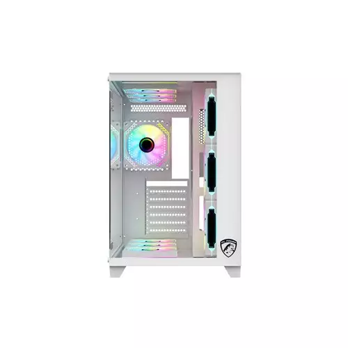 PC Power ICEBERG V3 10 Fans Mid Tower Gaming Casing (White)-gallery-2