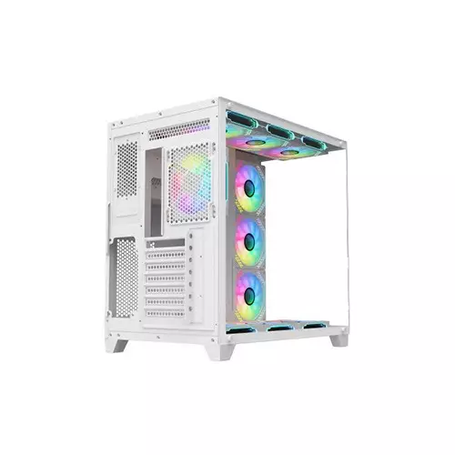 PC Power ICEBERG V3 10 Fans Mid Tower Gaming Casing (White)-gallery-4