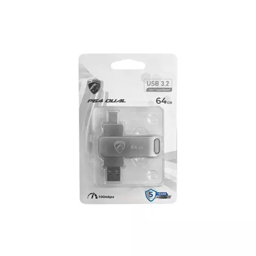 PC POWER P64 DUAL 64GB USB 3.2 Gen1 Type-C FLASH DRIVE-gallery-1
