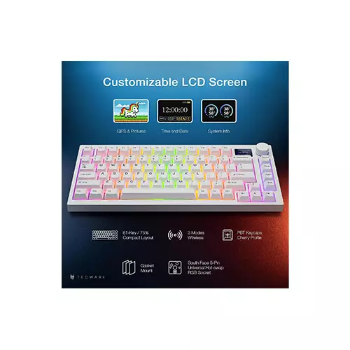 Tecware Spectre 75 Gasket Mounted Mechanical Keyboard with LCD Display (White)-gallery-1