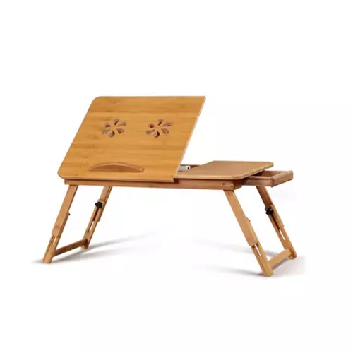 Bamboo Wood Foldable Laptop Desk With 2-cooling Pad Fan