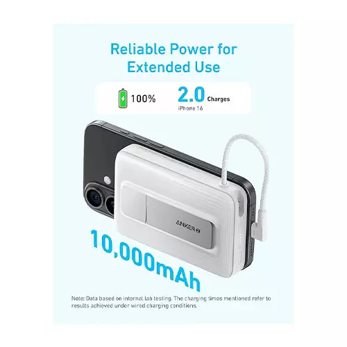 Anker Zolo A1685 10000mAh 30W Magnetic Power Bank with Type-C Cable (White)-gallery-1