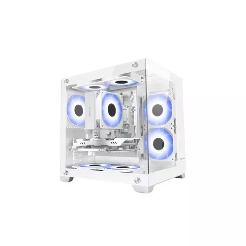Power Train G777 Mid Tower ATX Gaming Desktop Case (White)-gallery-1