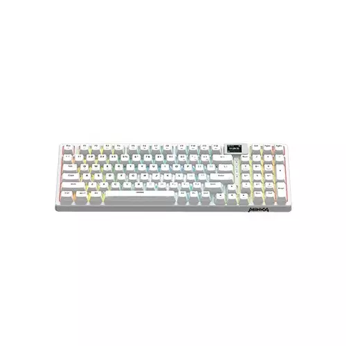 MONKA 3098 PRO V2 Tri Mode RGB Hot swappable Mechanical Keyboard (White Orange)-gallery-1
