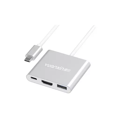 Yuanxin X-3215 Type-C Male to HDMI USB & PD Female Converter Gray