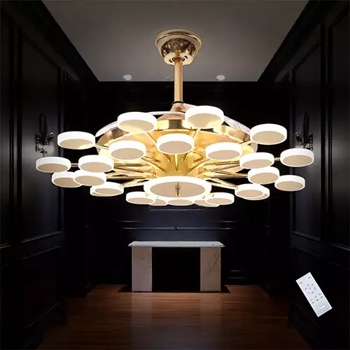 Qulik Q-K6228 48 Inch Decorative Chandelier Ceiling Fan with Remote and Light-gallery-1
