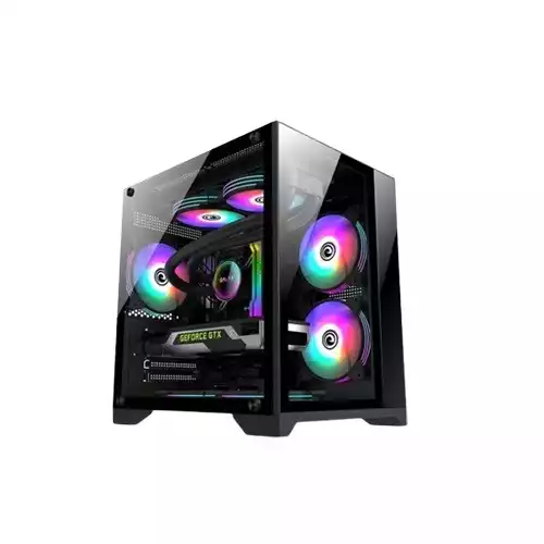 Wintech Skyview X2 ARGB M-ATX Mid Tower Temperred Glass Gaming Desktop Case (Black)