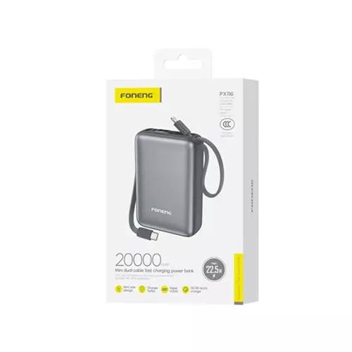 Foneng PX116 20000mAh Mini 22.5W Power Bank with LCD Display-gallery-1