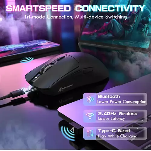 ATTACK SHARK X1 Tri-Mode Wireless Gaming Mouse with Charging Dock-gallery-1