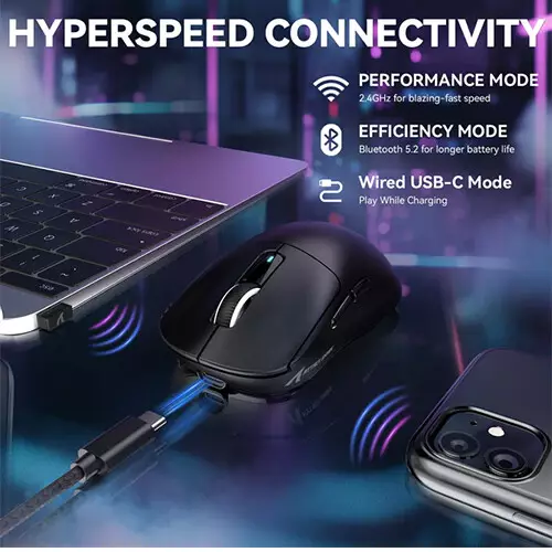 ATTACK SHARK X3 MAX Tri-Mode 42000 DPI Gaming Mouse (Black)-gallery-1