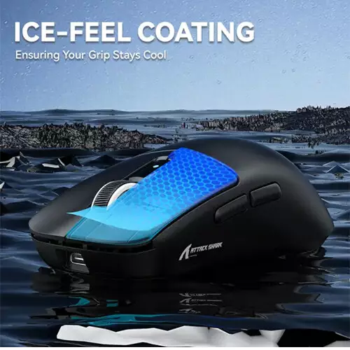 ATTACK SHARK R6 8K Tri-Mode Wireless Gaming Mouse (Black)-gallery-1