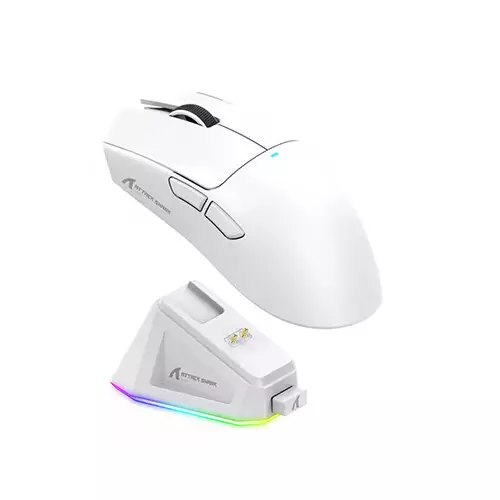 Attack Shark X11 22000 DPI Tri-Mode Gaming Mouse with RGB Charging DOCK (White)